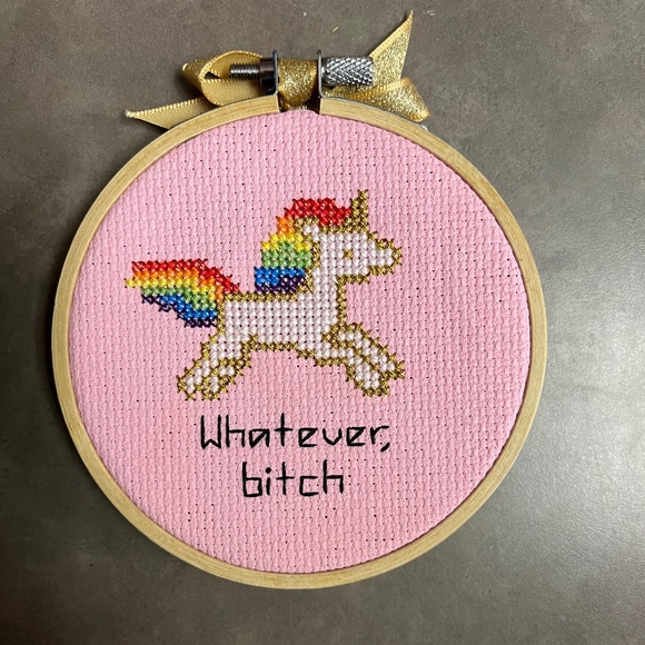 Funny Unicorn Cross Stitch “Whatever B*’ - Picture 3 of 9